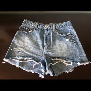 High rise denim shorts